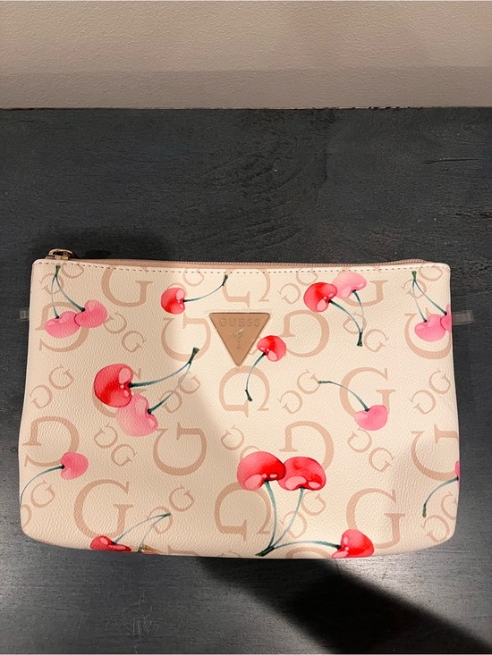 Guess Handbags - GUESS Cream Pink Cherry Logo Cosmetic Pouch